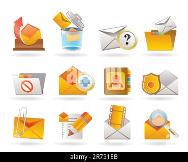 E-mail and Message Icons - vector icon set Stock Vector