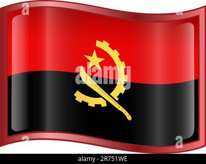 Angola Flag icon, isolated on white background. Stock Vector