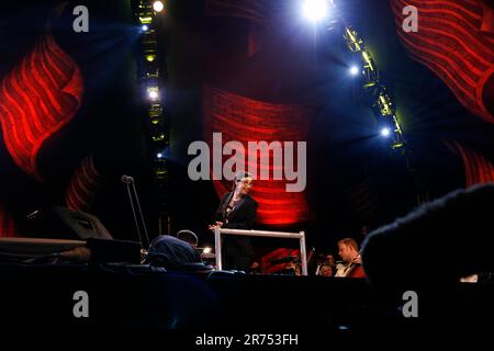 TV Presenter Sue Perkins the BBc Proms in the Park in London's Hyde Park Stock Photo