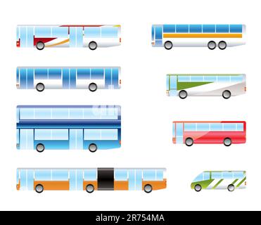 different types of bus icons - Vector icon set Stock Vector