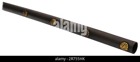 Bamboo flute of Indian subcontinent closeup and isolated Stock Photo