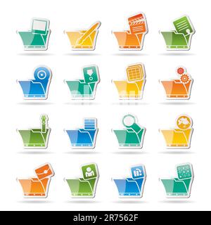 Computer and Phone Icons - Folders - Vector Icon Set Stock Vector
