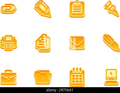 illustration of a set of business and office icons Stock Vector