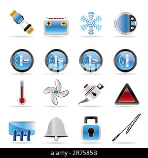 Car Dashboard - realistic vector icons set Stock Vector
