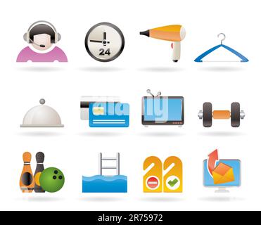 hotel and motel amenity icons vector icon set Stock Vector