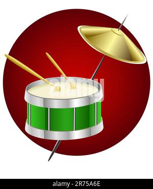 drum music instrument in circle - vector illustration Stock Vector