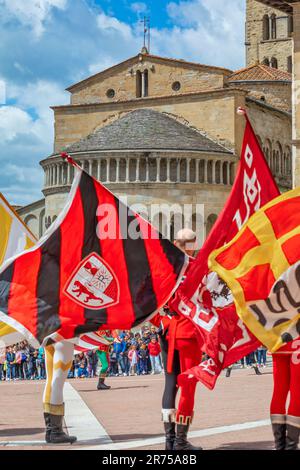 Flag in the historic city of Arezzo Tuscany Italy Stock Photo