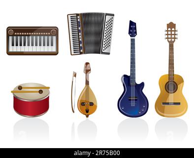 Music instrument Icons - vector icon set Stock Vector