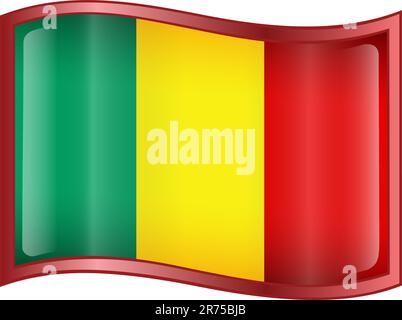 Mali Flag icon, isolated on white background. Stock Vector