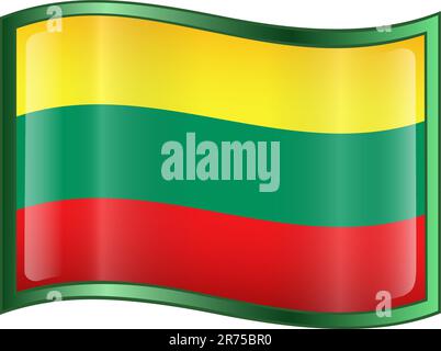 Lithuania Flag Icon, isolated on white background. Stock Vector