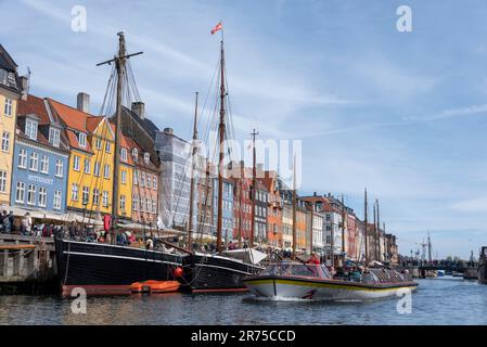 Nyhavn, colorful houses, is one of the most popular sights in Copenhagen, Denmark Stock Photo