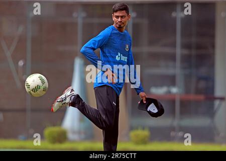 Bangladeshi cricketer Taijul Islam during practice session at the Sher-e-Bangla National Cricket Stadium (SBNCS) ahead of the alone Test Match against Stock Photo