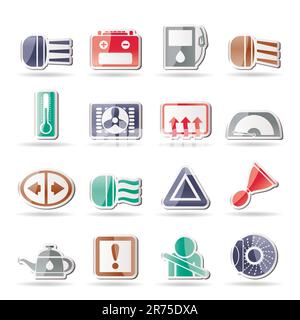 Car Dashboard - realistic vector icons set Stock Vector