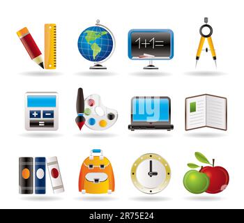 School and education icons - vector icon set Stock Vector
