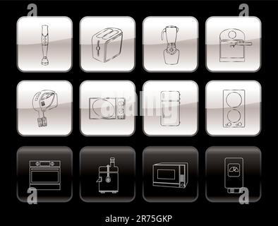 Kitchen and home equipment icons - vector icon set Stock Vector