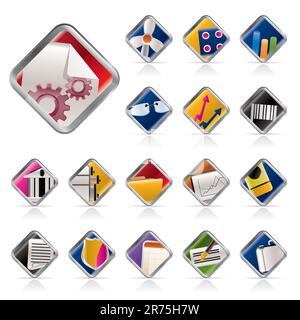 Realistic Business and Office Icons - Vector Icon Set 2 Stock Vector