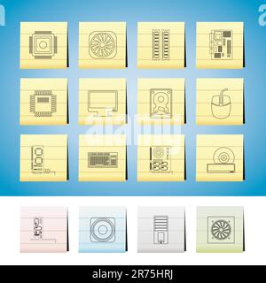 Computer  performance and equipment icons - vector icon set Stock Vector