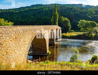 Wallendorf bridge over the river Sauer, Dillingen, Befort, Beaufort  Benelux, Benelux countries, Little Luxembourg Switzerland  Canton Echternach  Luxembourg Stock Photo