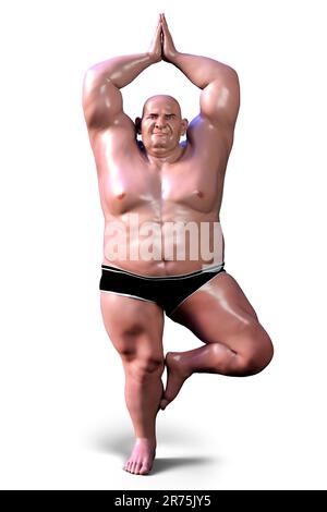 Funny young fat man sportswear awkward pose Vector Image