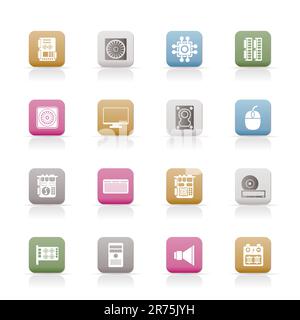 Computer  performance and equipment icons - vector icon set Stock Vector