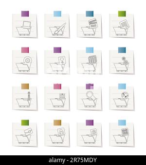 Computer and Phone Icons - Folders - Vector Icon Set Stock Vector