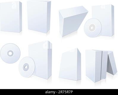 Software boxes in different positions with CD Stock Vector