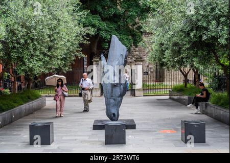 EMBARGOED UNTIL 13TH JUNE 2023. London, UK. 12th June, 2023. Nic Fiddian Green (b. 1963) - Still Water 2016.- Presented by Sladmore. Location: Mount Street - The Art in Mayfair 2023 Sculpture trail. A mix of pernanent artworks and new temporary installations. Credit: Guy Bell/Alamy Live News Stock Photo
