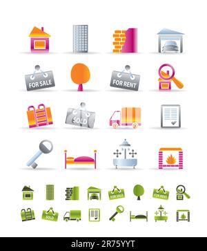 Realistic Real Estate icons - Vector Icon Set Stock Vector