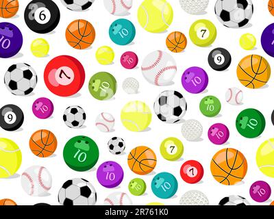 sport balls seamless pattern. Vector ilustration of sport background. Stock Vector