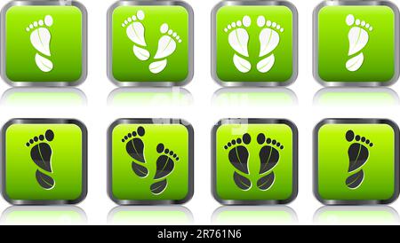 foot print in form of leaf icon set isolated on white background Stock Vector