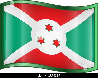 Burundi Flag icon, isolated on white background. Stock Vector