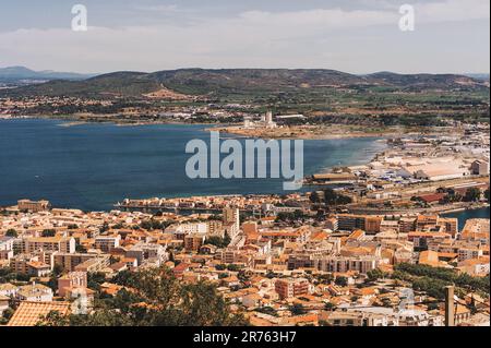 Sete - fascinating small town on the French Mediterranean coast known as the Venice of Languedoc, aerial view Stock Photo