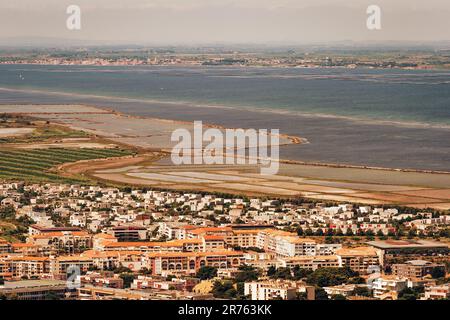 Sete - fascinating small town on the French Mediterranean coast known as the Venice of Languedoc, aerial view Stock Photo