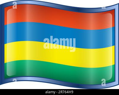 Mauritius Flag icon, isolated on white background. Stock Vector