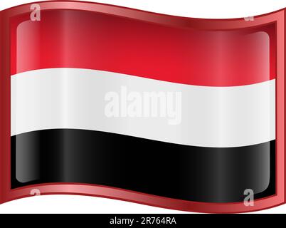 Yemeni flag icon, isolated on white background Stock Vector