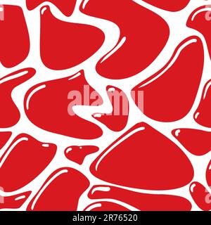 Abstract background with red drops of liquid. Seamless pattern for your design. Vector illustration. Stock Vector