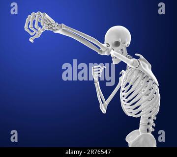 Skeleton boxing, computer artwork. Stock Photo