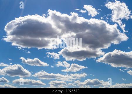 Photography on theme white cloudy sky in unclear long horizon, photo consisting of light cloudy foggy sky on horizon without people, misty cloudy sky Stock Photo