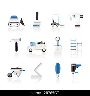 Building and Construction equipment icons - Vector Icon Set Stock Vector