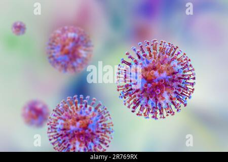 Group of viruses, computer illustration. Stock Photo