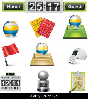 Set of the volleyball related icons Stock Vector