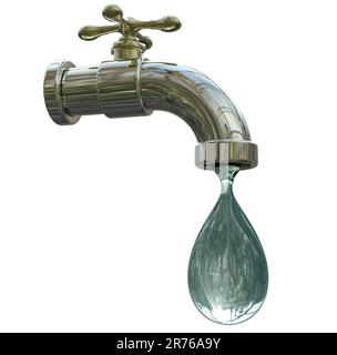 Safety of drinking water, conceptual image showing clear drop of tap water. Stock Photo