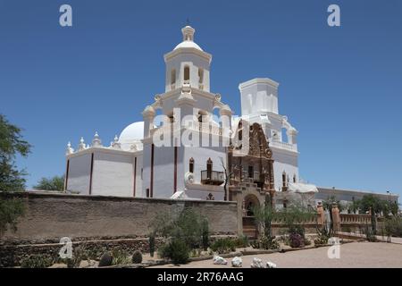 San Xavier del Bac Mission church in Tucson, Arizona, built in the late 1700's. Stock Photo