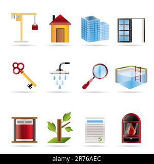 Realistic Real Estate icons - Vector Icon Set Stock Vector