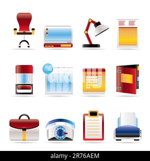 Realistic Business, office and firm icons - vector icon set Stock Vector