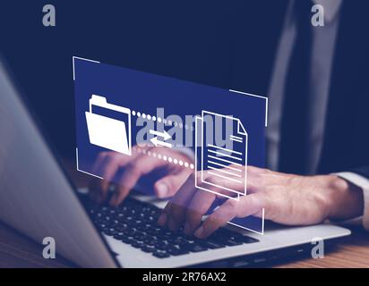 File Transfer Protocol files receiver and computer backup copy. File sharing isometric. Digital system for transferring documents and files online.Dat Stock Photo