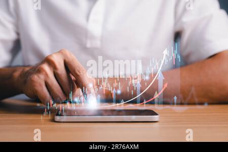 Stock market trading. Business man discussing and analysis graph stock.stock chart concept. Investment stock market. Stock Photo