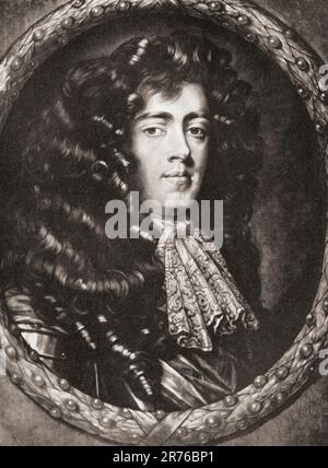 James Crofts or James Fitzroy, later Sir James Scott, 1st Duke of Monmouth, 1st Duke of Buccleuch, 1649 to 1685.  Dutch-born English nobleman and military officer. Illegitimate son of Charles II.  From Mezzotints, published 1904. Stock Photo
