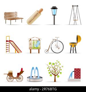 Park objects and signs icon - vector icon set Stock Vector Image & Art ...