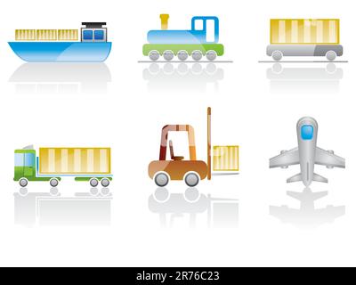 transportation and travel  icons - vector icon set Stock Vector